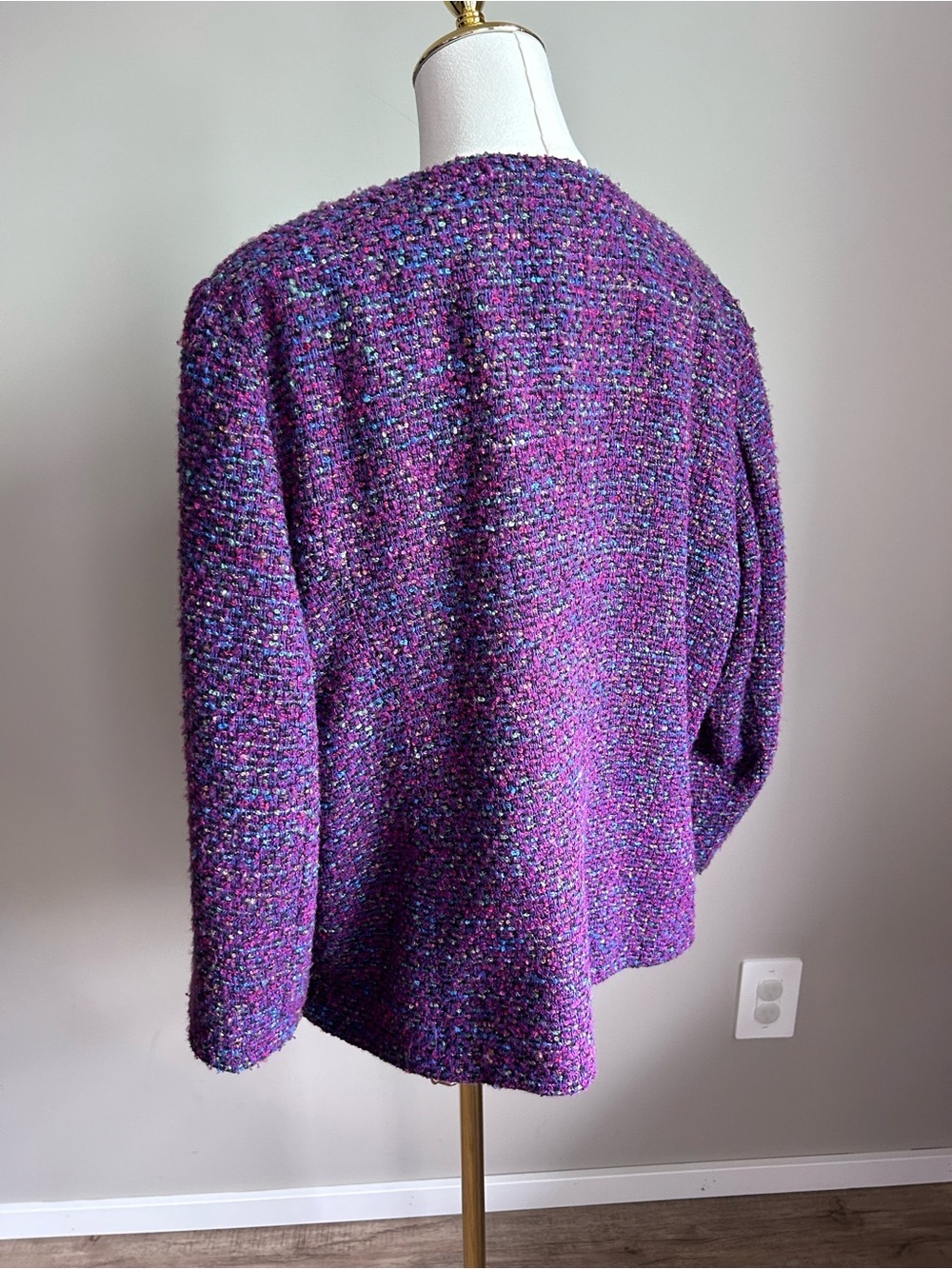 Wool blend Koret textured multi-color tweed jacket zip front closure Bouclé - Picture 8 of 9